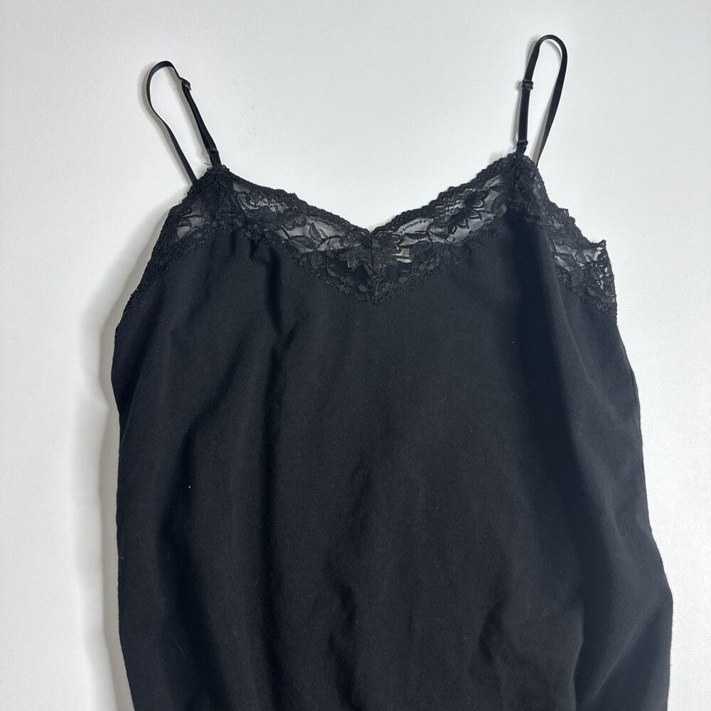 Bozzolo Black Lace Trim Cami Tank Top Spaghetti Strap Y2K Coquette Goth Size 1X - Picture 3 of 7